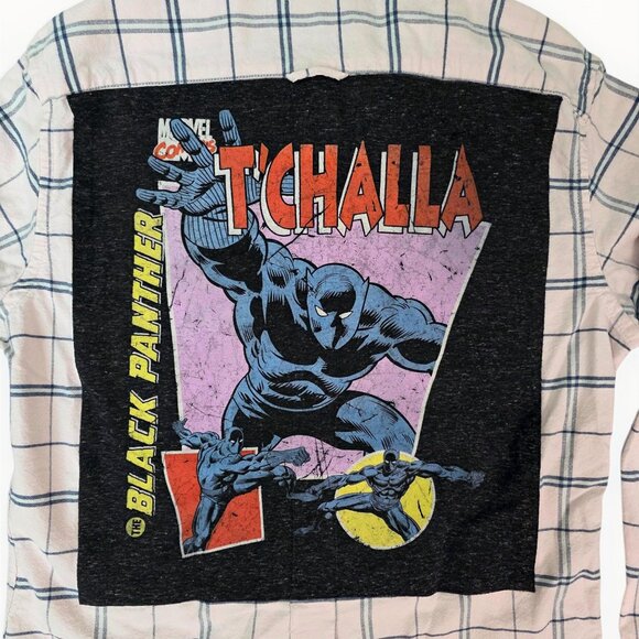 One-of-a-Kind Black Panther/T'Challa Custom Button-Down Shirt (Men's L) - Picture 7 of 11